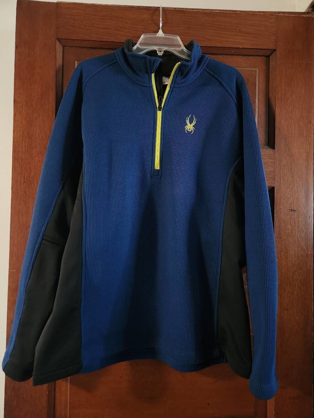 SPYDER Outbound Stryke 1/4 Zip Pullover Sweater Mens Size XXL Blue Lime